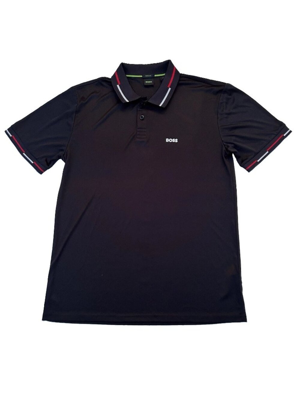 Hugo Boss Regular Fit Black Polo Shirt Mens Size XXL Short Sleeve Striped